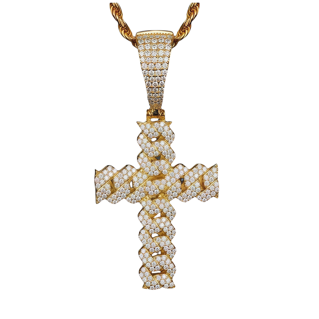 Cuban Moissanite Cross Necklace