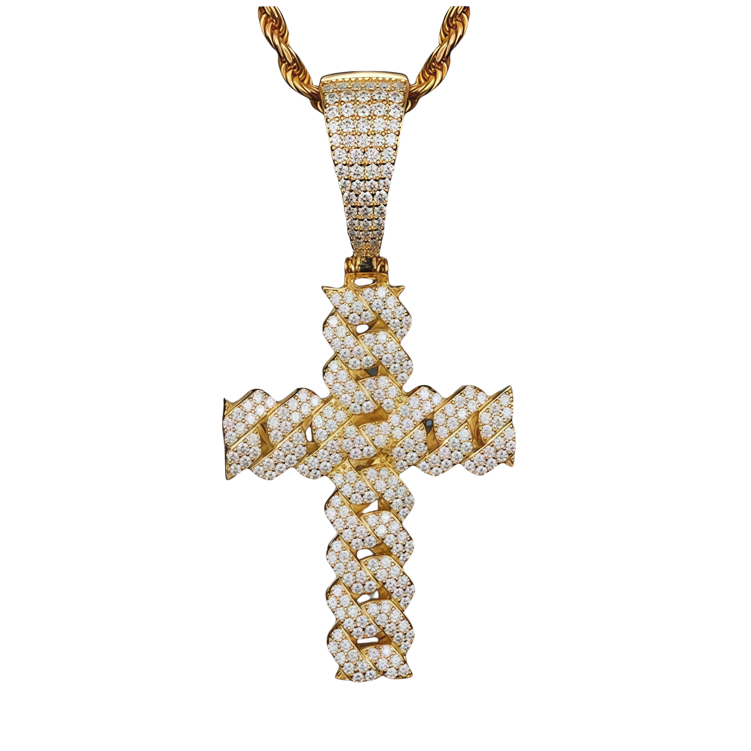 Cuban Moissanite Cross Necklace