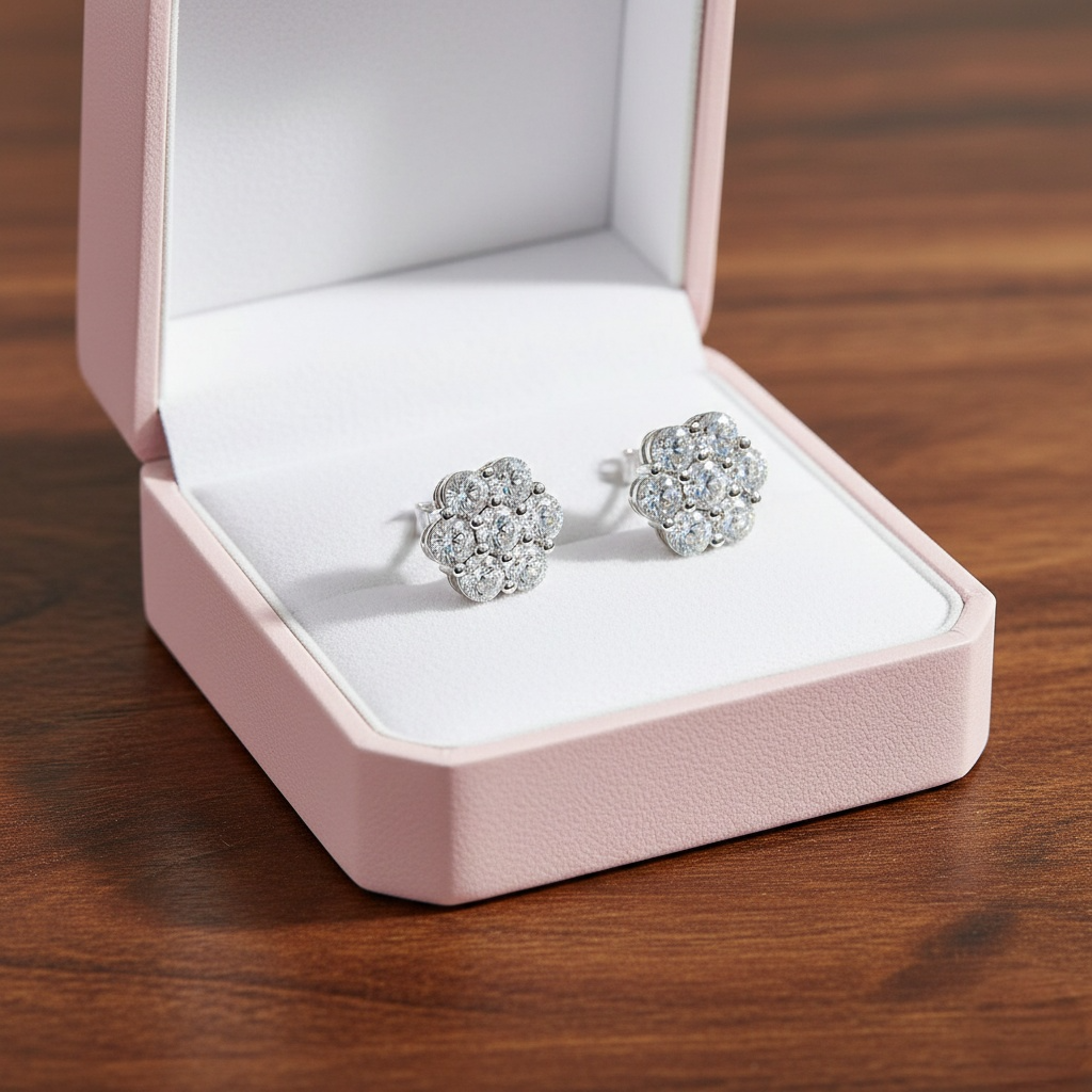 Timeless Moissanite Flower Earrings