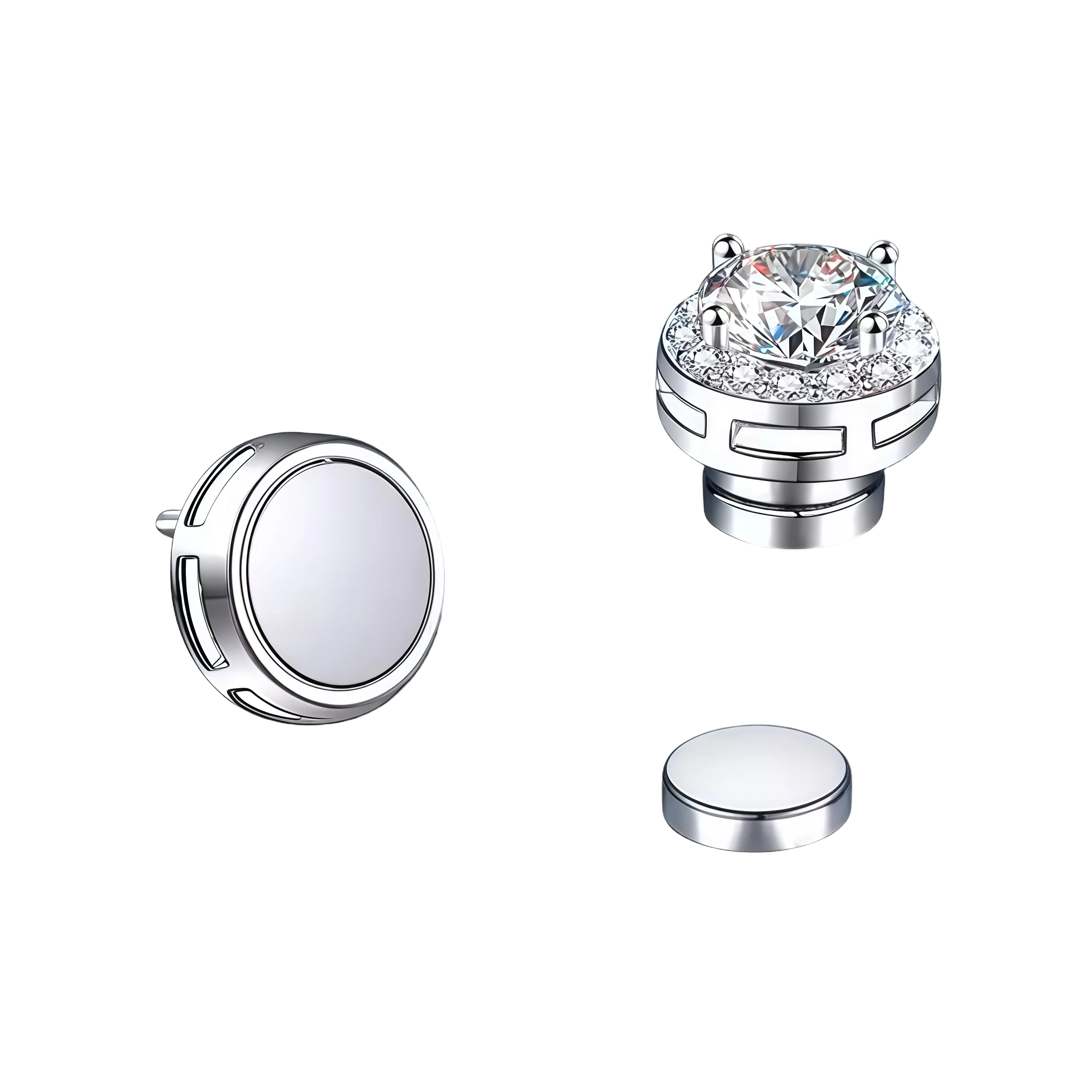 Radiant Moissanite Halo Magnetic Earrings