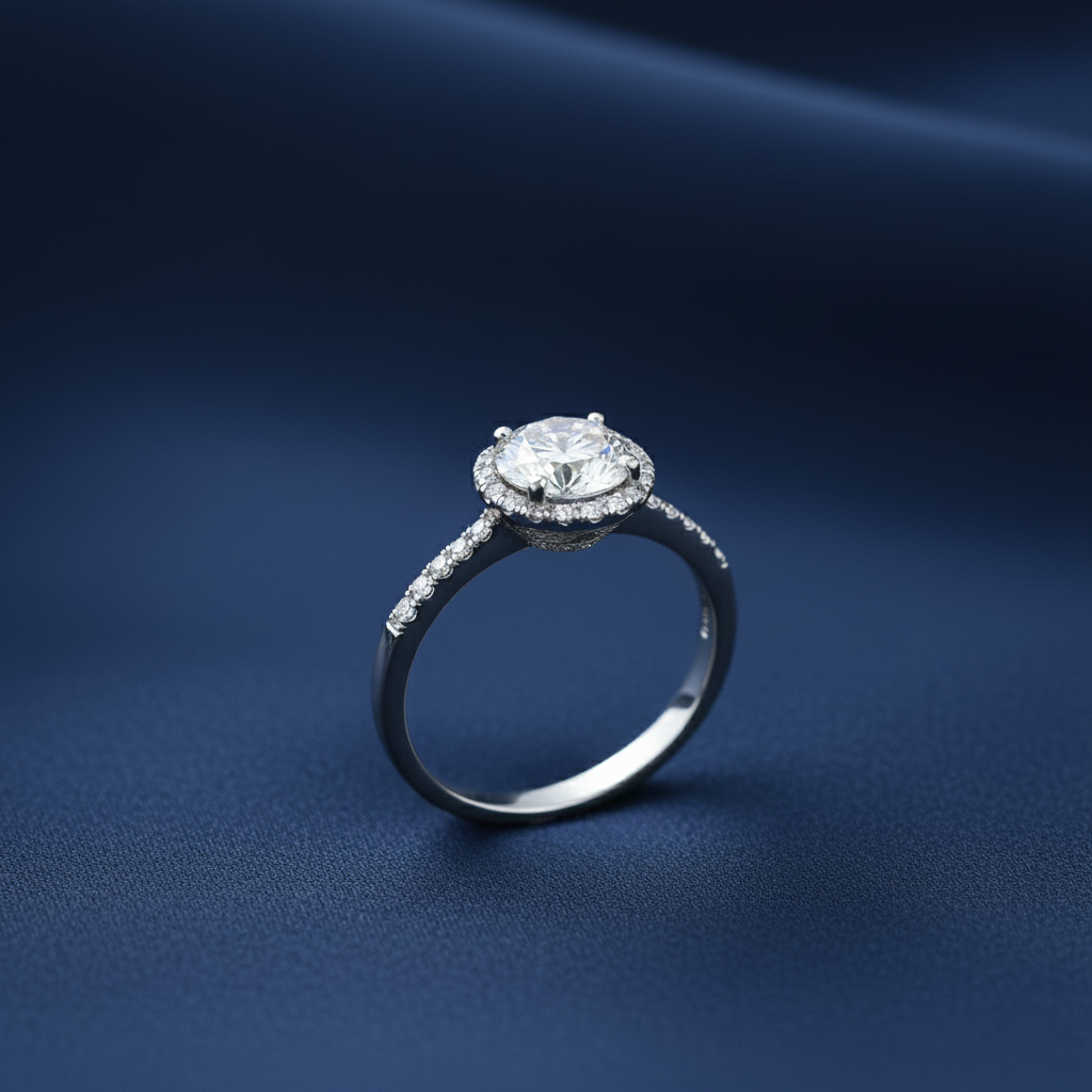 Brilliant Moissanite Square Halo Ring