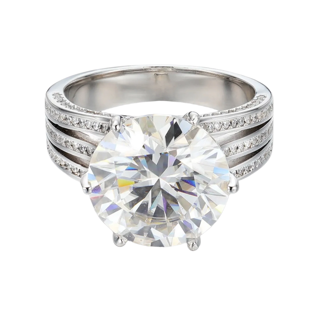 Radiant Moissanite Square Halo Ring 10 Carat