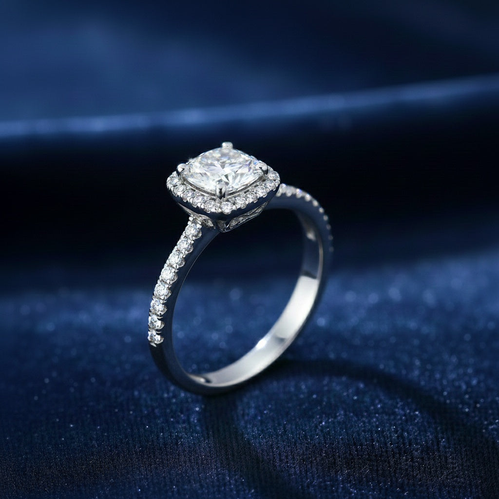 Eternal Halo Moissanite Square Ring