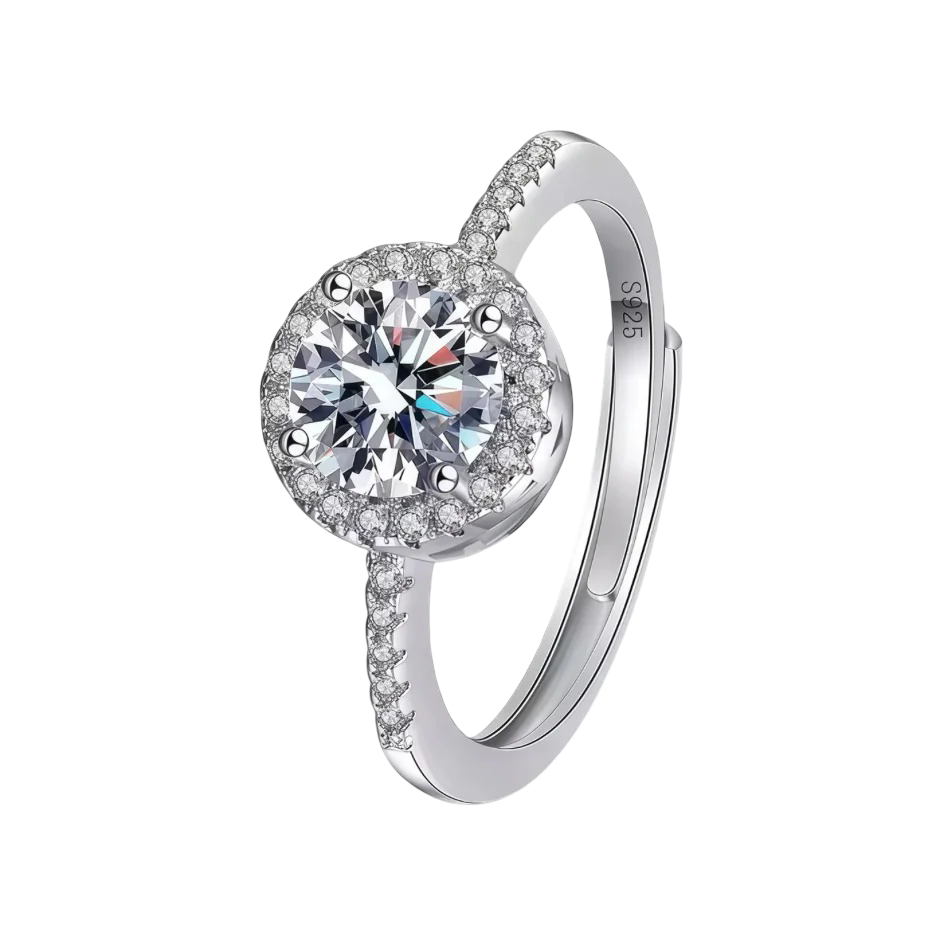 Brilliant Moissanite Square Halo Ring