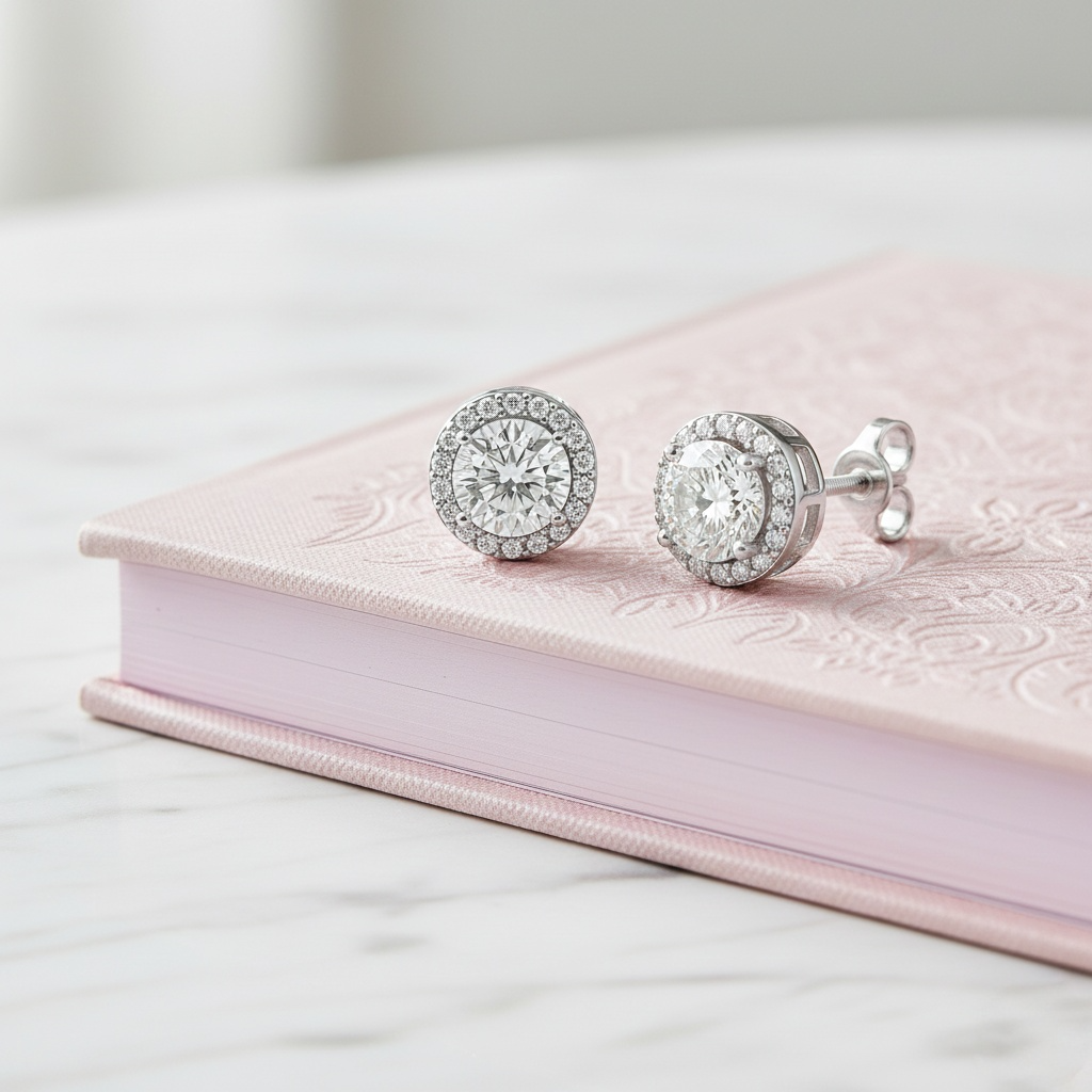 Halo Moissanite Earrings (Adjustable)