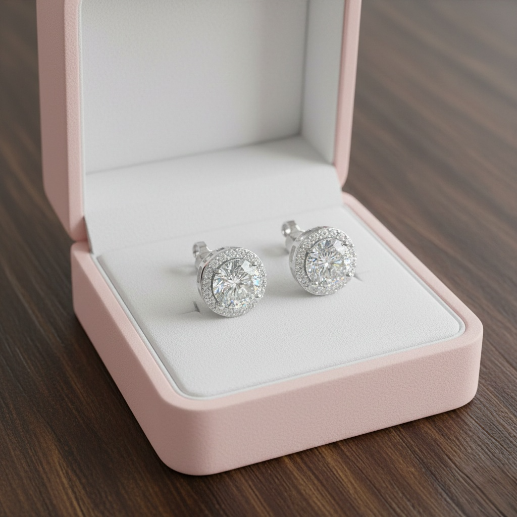 Halo Moissanite Earrings (Adjustable)