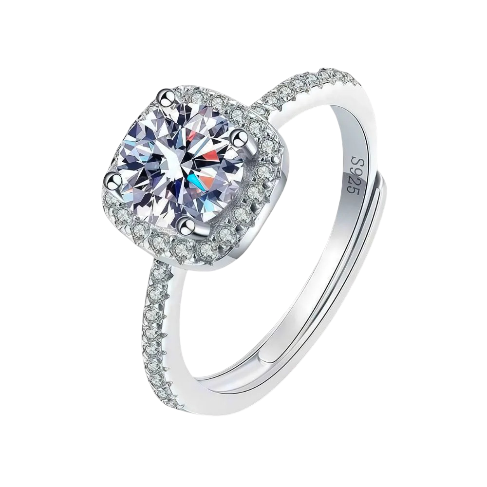 Eternal Halo Moissanite Square Ring