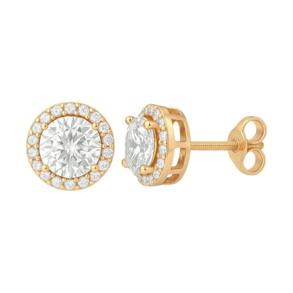 Halo Moissanite Earrings (Adjustable)