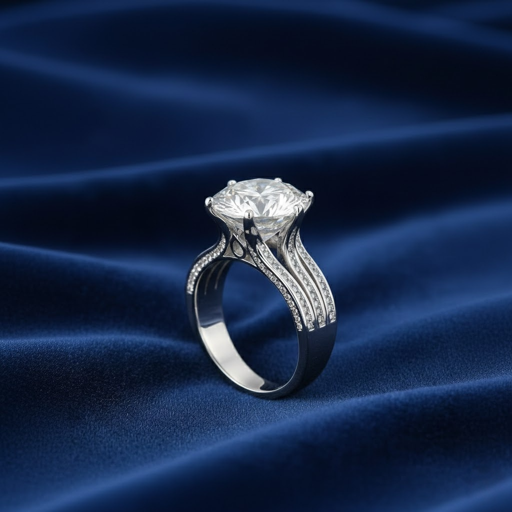 Radiant Moissanite Square Halo Ring 10 Carat