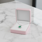 Green Moissanite Halo Necklace