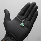 Green Moissanite Halo Necklace