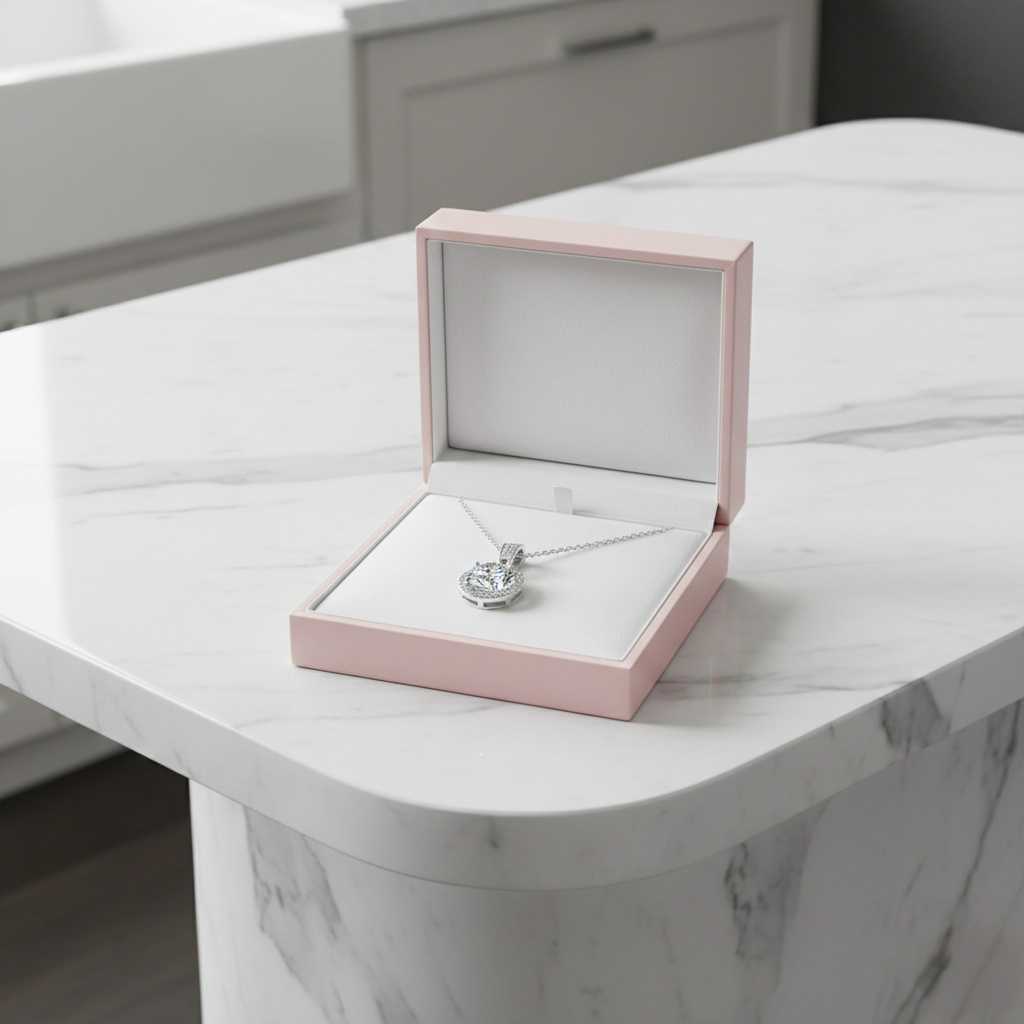 Moissanite Halo Necklace