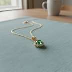 Green Moissanite Halo Necklace