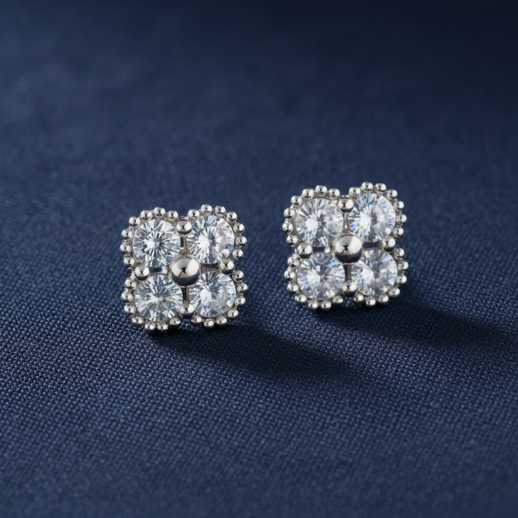 Moissanite Clover Earrings