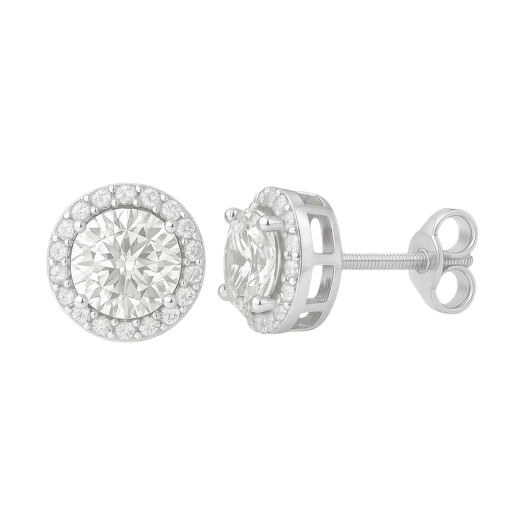 Halo Moissanite Earrings (Adjustable)