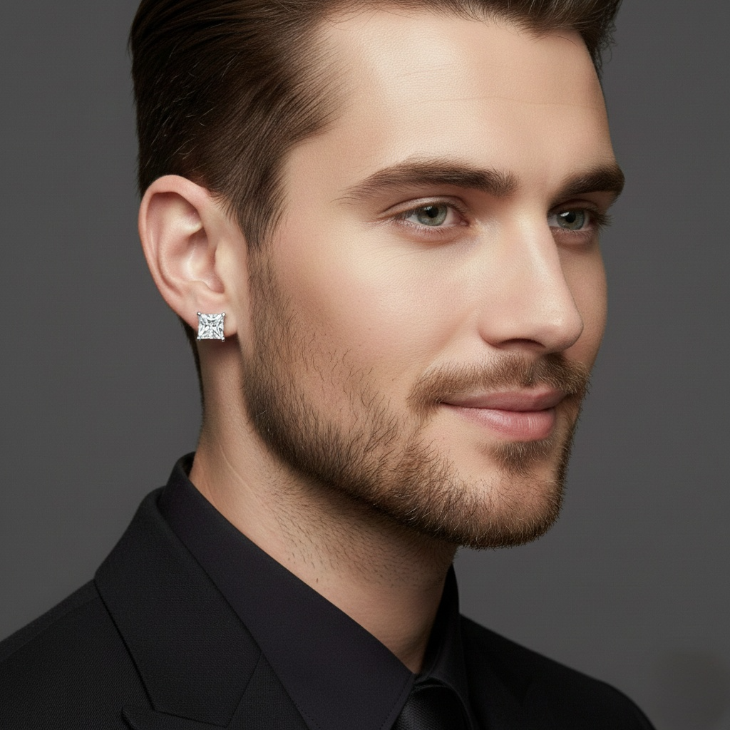 Radiant Moissanite Square Earrings (Adjustable)