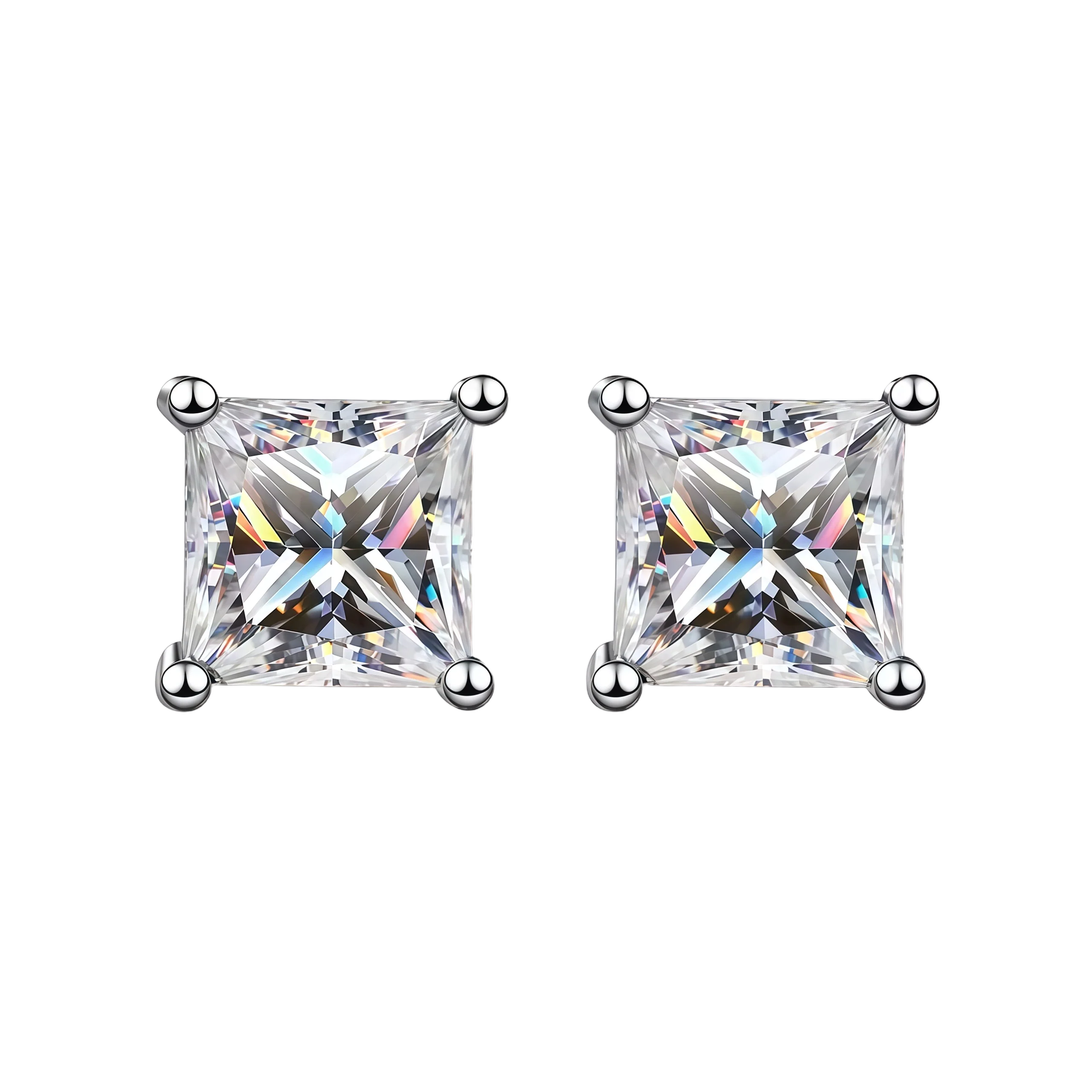 Radiant Moissanite Square Earrings (Adjustable)