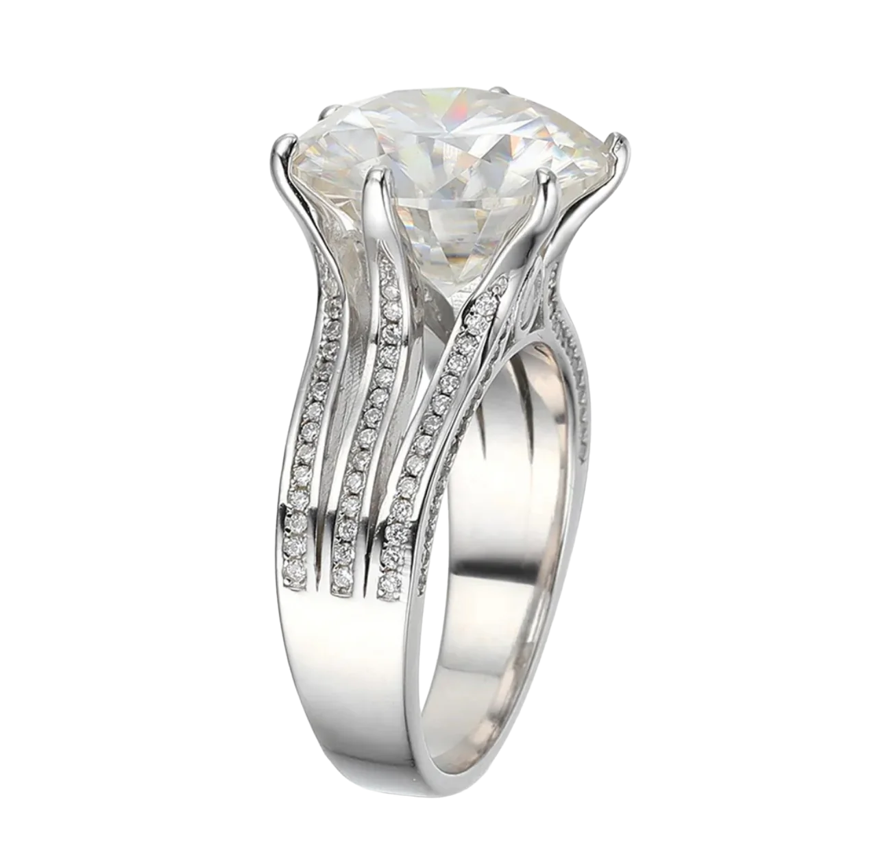 Radiant Moissanite Square Halo Ring 10 Carat