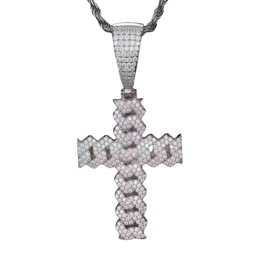 Cuban Moissanite Cross Necklace