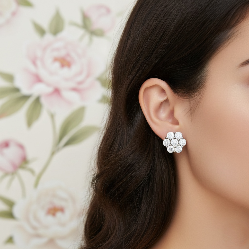 Timeless Moissanite Flower Earrings