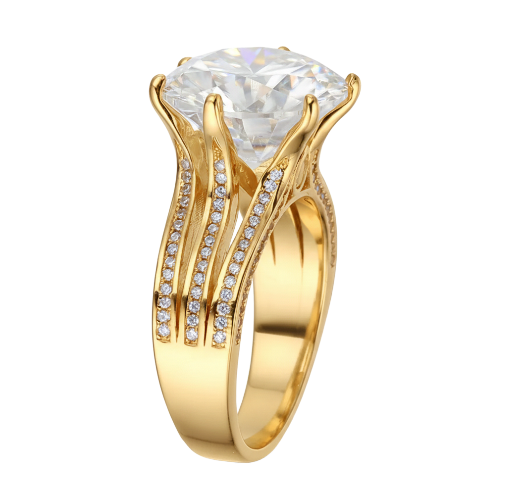 Radiant Moissanite Square Halo Ring 10 Carat