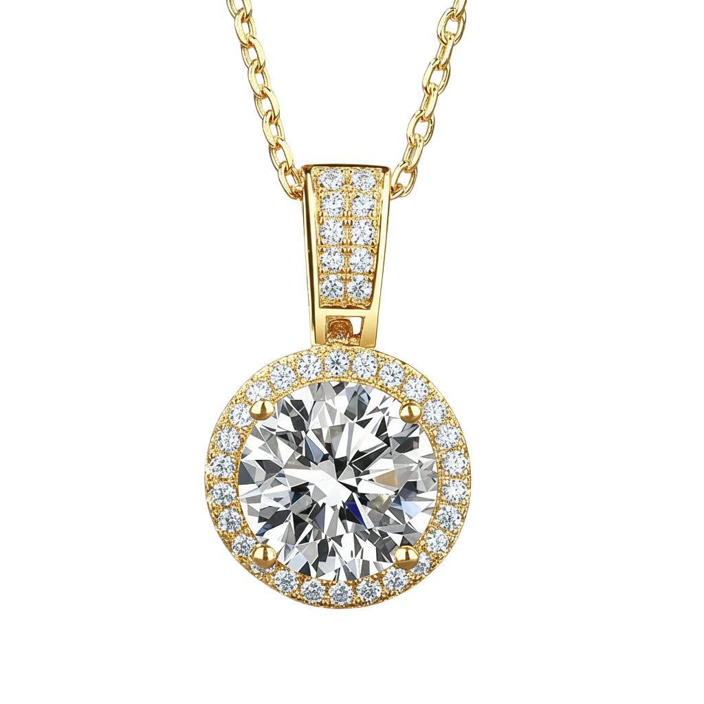 Moissanite Halo Necklace