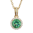 Green Moissanite Halo Necklace