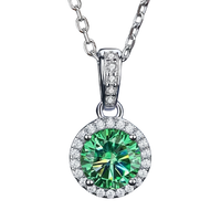 Green Moissanite Halo Necklace