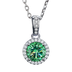 Green Moissanite Halo Necklace