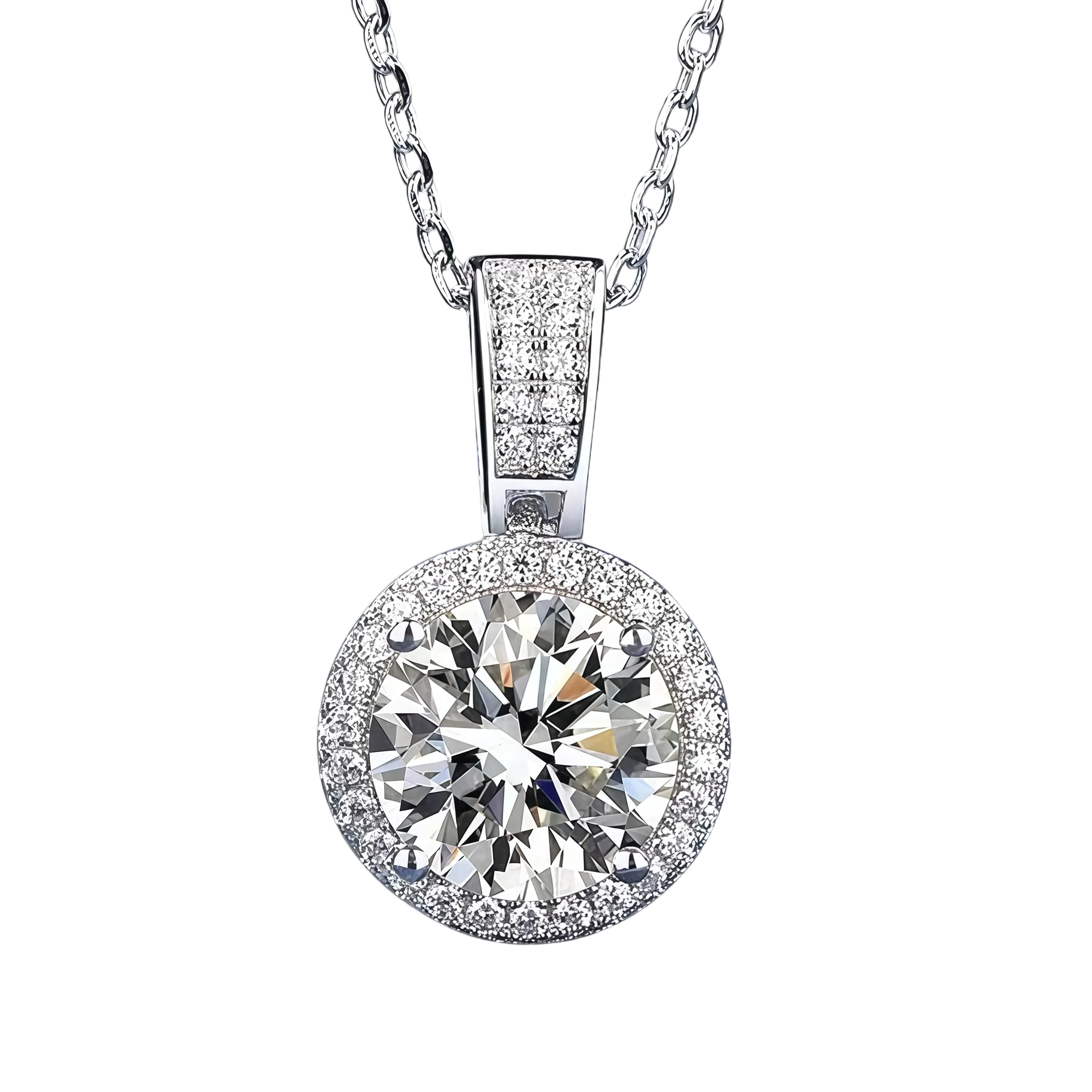 Moissanite Halo Necklace